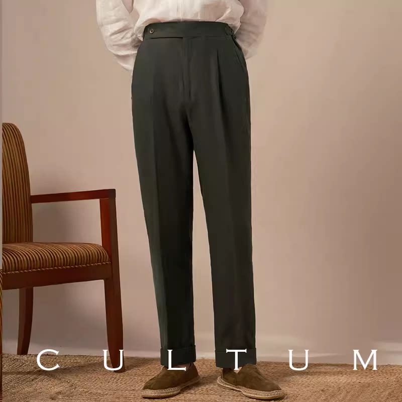 Cultum льняные брюки — зеленые