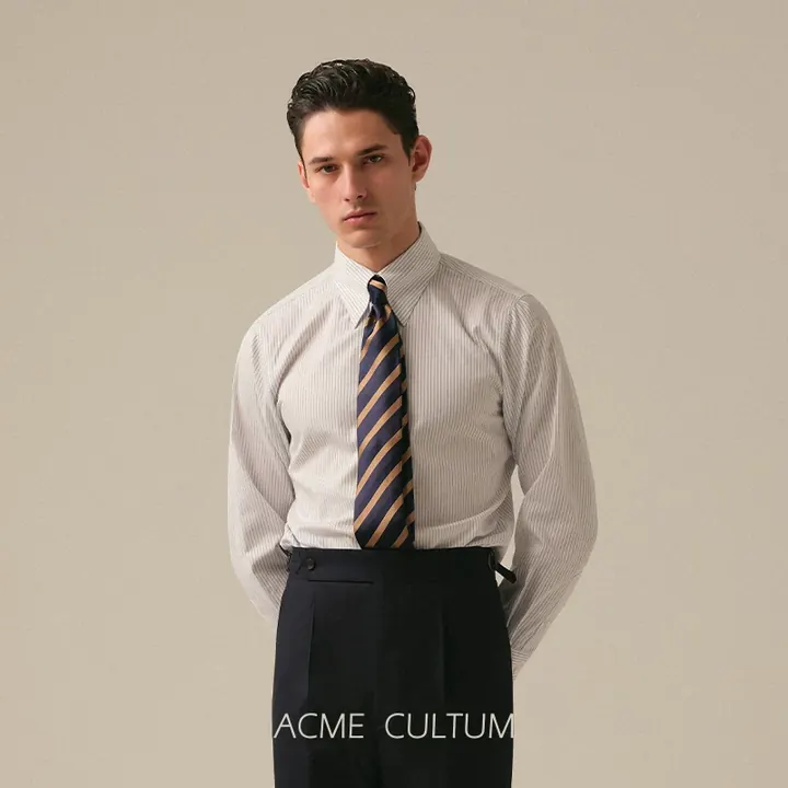 Acme Cultum хлопковая сорочка non-iron в полоску - серая