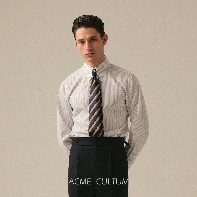 Acme Cultum хлопковая сорочка non-iron в полоску - серая