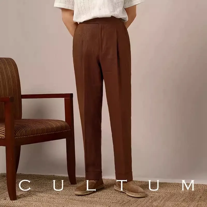 Cultum льняные брюки — коричневый