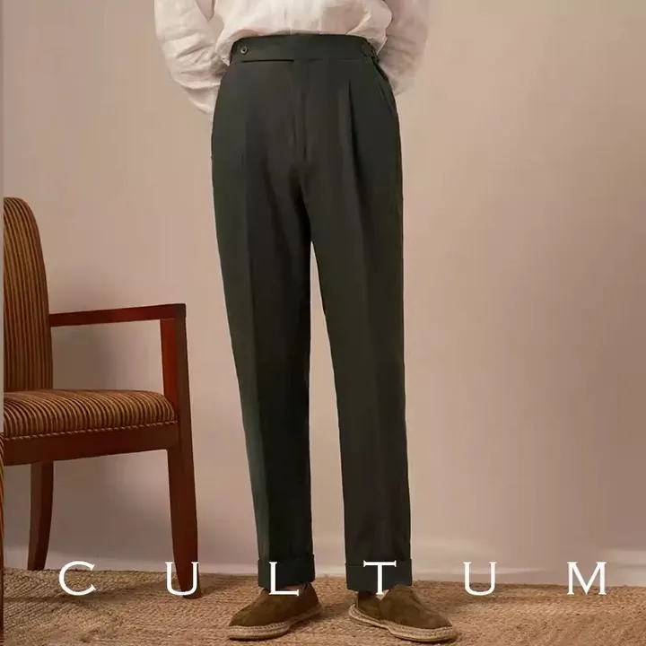 Cultum льняные брюки — зеленые