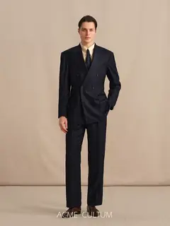 Acme Cultum Gentle Armor двубортный шерстяной костюм в полоску — тёмно-синий