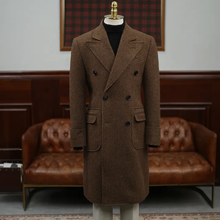 Isir Honour двубортное пальто из шерсти и вискозы Polo — коричневое