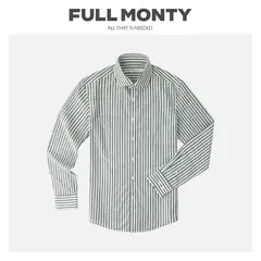 Full Monty хлопковая сорочка в полоску — зелёная